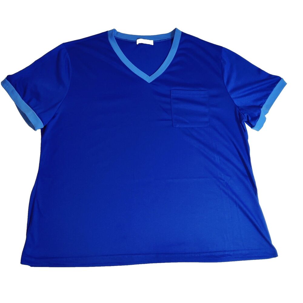 Women's Plus Size 2XL Short Sleeve V Neck Casual Shirt Blue NEW